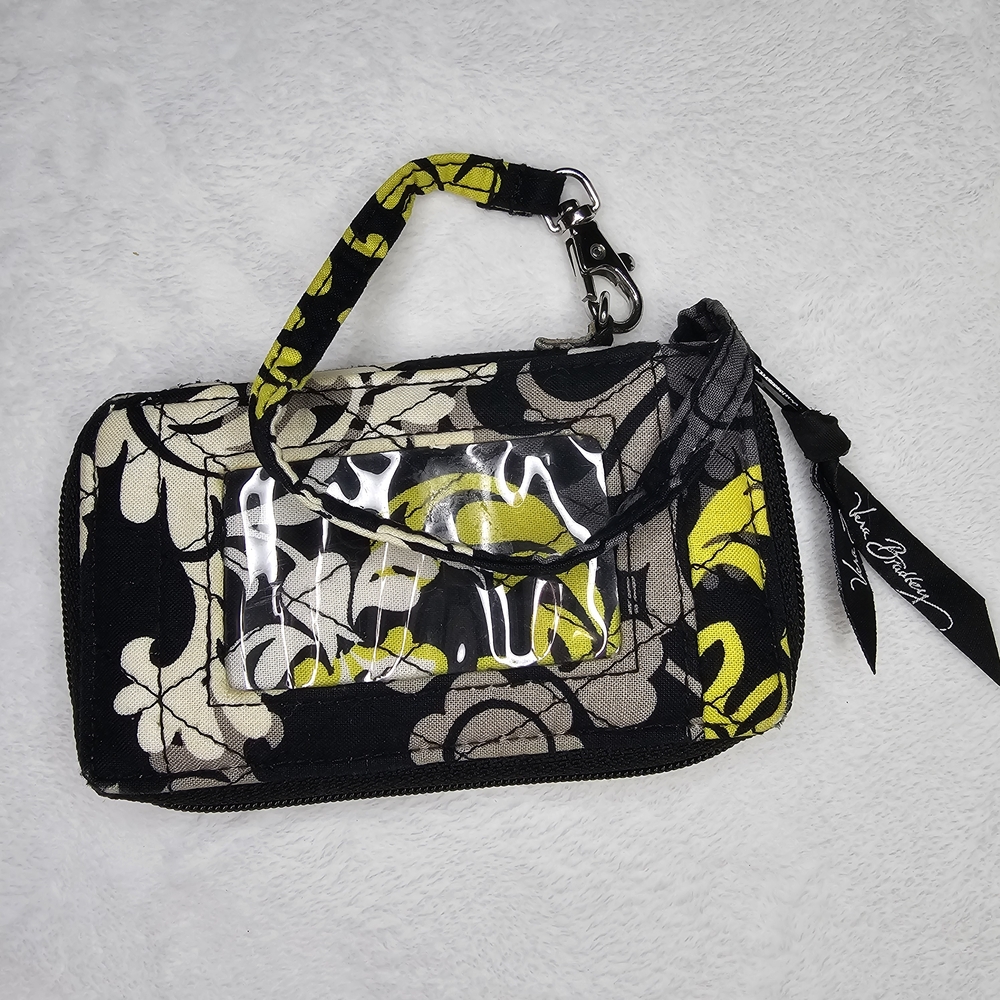 Vera Bradley Black and Yellow Floral Women's Wristlet